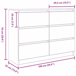 vidaXL Sideboard Concrete Grey 100x35x76 cm Engineered Wood storage cabinet