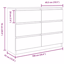 vidaXL Sideboard Smoked Oak 100x35x76 cm Engineered Wood storage cabinet