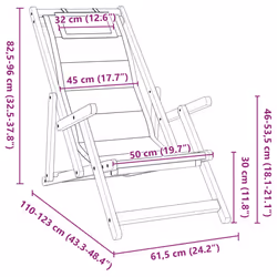 vidaXL Folding Beach Chair with Armrests Blue Acacia Wood & Textilene - light grey