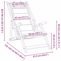vidaXL Folding Beach Chair with Armrests Blue Acacia Wood & Textilene - taupe