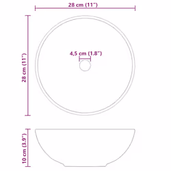 vidaXL Wash Basin Gloss Black Ã28x10 cm Ceramic countertop basin