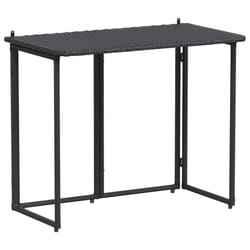 vidaXL Folding Garden Table Black 90x51x75 cm Poly Rattan outdoor table