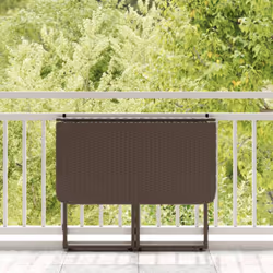 vidaXL Folding Garden Table Brown 90x51x75 cm Poly Rattan outdoor table