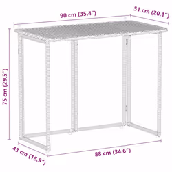 vidaXL Folding Garden Table Brown 90x51x75 cm Poly Rattan outdoor table - Additional view 9
