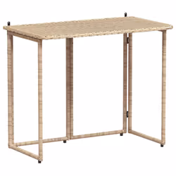 vidaXL Folding Garden Table Beige 90x51x75 cm Poly Rattan outdoor table