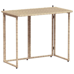 vidaXL Folding Garden Table Beige 90x51x75 cm Poly Rattan outdoor table