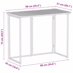 vidaXL Folding Garden Table Beige 90x51x75 cm Poly Rattan outdoor table