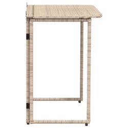 vidaXL Folding Garden Table Beige 90x51x75 cm Poly Rattan outdoor table - Additional view 4