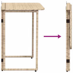 vidaXL Folding Garden Table Beige 90x51x75 cm Poly Rattan outdoor table - Additional view 6