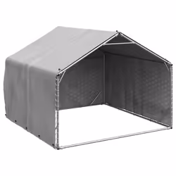 vidaXL Outdoor Dog Kennel with Cover 2x2x1.5 m Galvanised Steel - 2 x 2 x 1.5 m