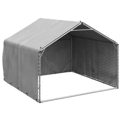 vidaXL Outdoor Dog Kennel with Cover 2x2x1.5 m Galvanised Steel - 2 x 2 x 1.5 m