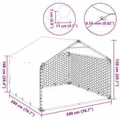 vidaXL Outdoor Dog Kennel with Cover 2x2x1.5 m Galvanised Steel - 2 x 2 x 1.5 m - Additional view 5