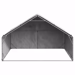 vidaXL Outdoor Dog Kennel with Cover 2x2x1.5 m Galvanised Steel - 3 x 2 x 1.9 m
