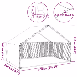 vidaXL Outdoor Dog Kennel with Cover 2x2x1.5 m Galvanised Steel - 3 x 2 x 1.9 m