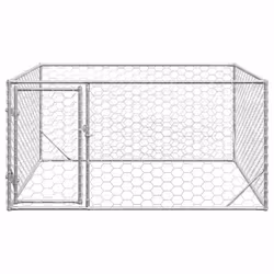 vidaXL Outdoor Dog Kennel with Door 2x1x1 m Galvanised Steel outdoor dog cage - 2 x 2 x 1 m