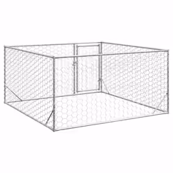 vidaXL Outdoor Dog Kennel with Door 2x1x1 m Galvanised Steel outdoor dog cage - 2 x 2 x 1 m