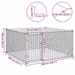 vidaXL Outdoor Dog Kennel with Door 2x1x1 m Galvanised Steel outdoor dog cage - 2 x 2 x 1 m - Additional view 6