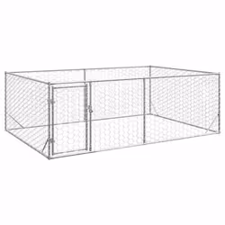 vidaXL Outdoor Dog Kennel with Door 2x1x1 m Galvanised Steel outdoor dog cage - 3 x 2 x 1 m