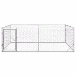 vidaXL Outdoor Dog Kennel with Door 2x1x1 m Galvanised Steel outdoor dog cage - 3 x 2 x 1 m