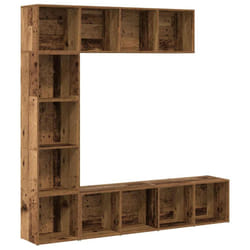 vidaXL Book/TV Cabinet Set 3 Piece Book Stand Rack Wall Shelf Multi Colours - old wood