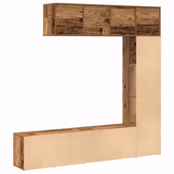 vidaXL Book/TV Cabinet Set 3 Piece Book Stand Rack Wall Shelf Multi Colours - old wood - Additional view 6