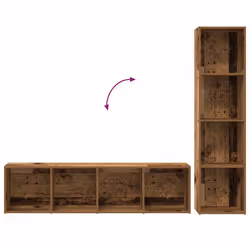 vidaXL Book/TV Cabinet Set 3 Piece Book Stand Rack Wall Shelf Multi Colours - old wood - Additional view 7