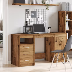 vidaXL Desk Computer Table Workstation Writing Working Desk Engineered Wood - old wood
