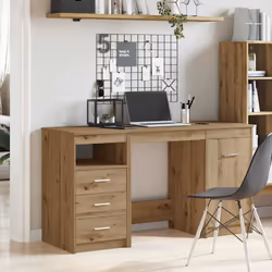 vidaXL Desk Computer Table Workstation Writing Working Desk Engineered Wood - artisan oak
