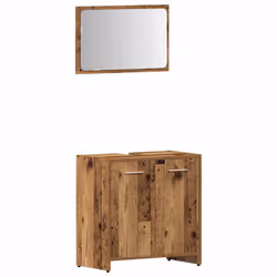 vidaXL Bathroom Furniture Set 4 Piece Engineered Wood Storage Multi Colours - old wood - Additional view 4