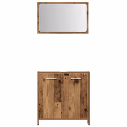 vidaXL Bathroom Furniture Set 4 Piece Engineered Wood Storage Multi Colours - old wood - Additional view 7
