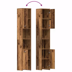 vidaXL Bathroom Furniture Set 4 Piece Engineered Wood Storage Multi Colours - old wood - Additional view 9