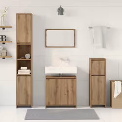 vidaXL Bathroom Furniture Set 4 Piece Engineered Wood Organiser Multi Colours - artisan oak - Additional view 2