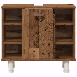 vidaXL Bathroom Furniture Set 4 Piece Chipboard Sink Cabinet Wall Cabinet - old wood - Additional view 10