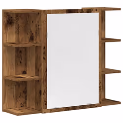 vidaXL Bathroom Furniture Set 4 Piece Chipboard Sink Cabinet Wall Cabinet - old wood - Additional view 7