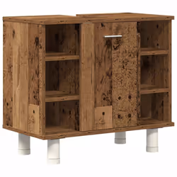 vidaXL Bathroom Furniture Set 4 Piece Chipboard Sink Cabinet Wall Cabinet - old wood - Additional view 9