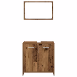 vidaXL Bathroom Furniture Set 3 Piece Engineered Wood Storage Multi Colours - old wood - Additional view 4