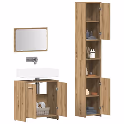 vidaXL Bathroom Furniture Set 3 Piece Engineered Wood Furniture Multi Colours - artisan oak - Additional view 2