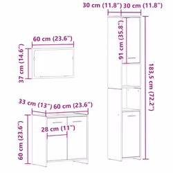 vidaXL Bathroom Furniture Set 3 Piece Engineered Wood Furniture Multi Colours - artisan oak - Additional view 3