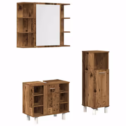 vidaXL Bathroom Furniture Set Vanity Unit Sink Unit 3 Piece Engineered Wood - old wood, 1 piece