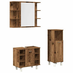vidaXL Bathroom Furniture Set Vanity Unit Sink Unit 3 Piece Engineered Wood - old wood, 1 piece