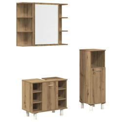 vidaXL Bathroom Furniture Set Vanity Unit Sink Unit 3 Piece Engineered Wood - artisan oak, 1 piece