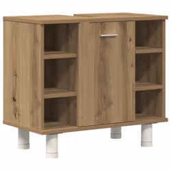vidaXL Bathroom Furniture Set Vanity Unit Sink Unit 3 Piece Engineered Wood - artisan oak, 1 piece - Additional view 5