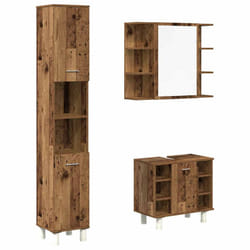 vidaXL Bathroom Furniture Set Vanity Unit Sink Unit 3 Piece Engineered Wood - old wood