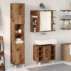 vidaXL Bathroom Furniture Set Vanity Unit Sink Unit 3 Piece Engineered Wood - old wood