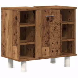 vidaXL Bathroom Furniture Set Vanity Unit Sink Unit 3 Piece Engineered Wood - old wood - Additional view 8