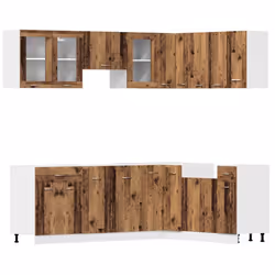 vidaXL Kitchen Cabinet Set 11 Piece with Worktop White with/without Worktop - old wood