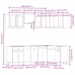 vidaXL Kitchen Cabinet Set 11 Piece with Worktop White with/without Worktop - old wood - Additional view 10