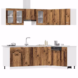 vidaXL Kitchen Cabinet Set 11 Piece with Worktop White with/without Worktop - old wood
