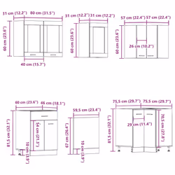vidaXL Kitchen Cabinet Set 11 Piece with Worktop White with/without Worktop - old wood - Additional view 8