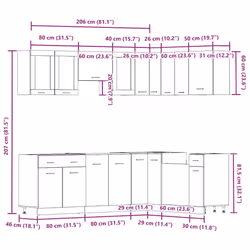 vidaXL Kitchen Cabinet Set 11 Piece with Worktop White with/without Worktop - old wood - Additional view 10